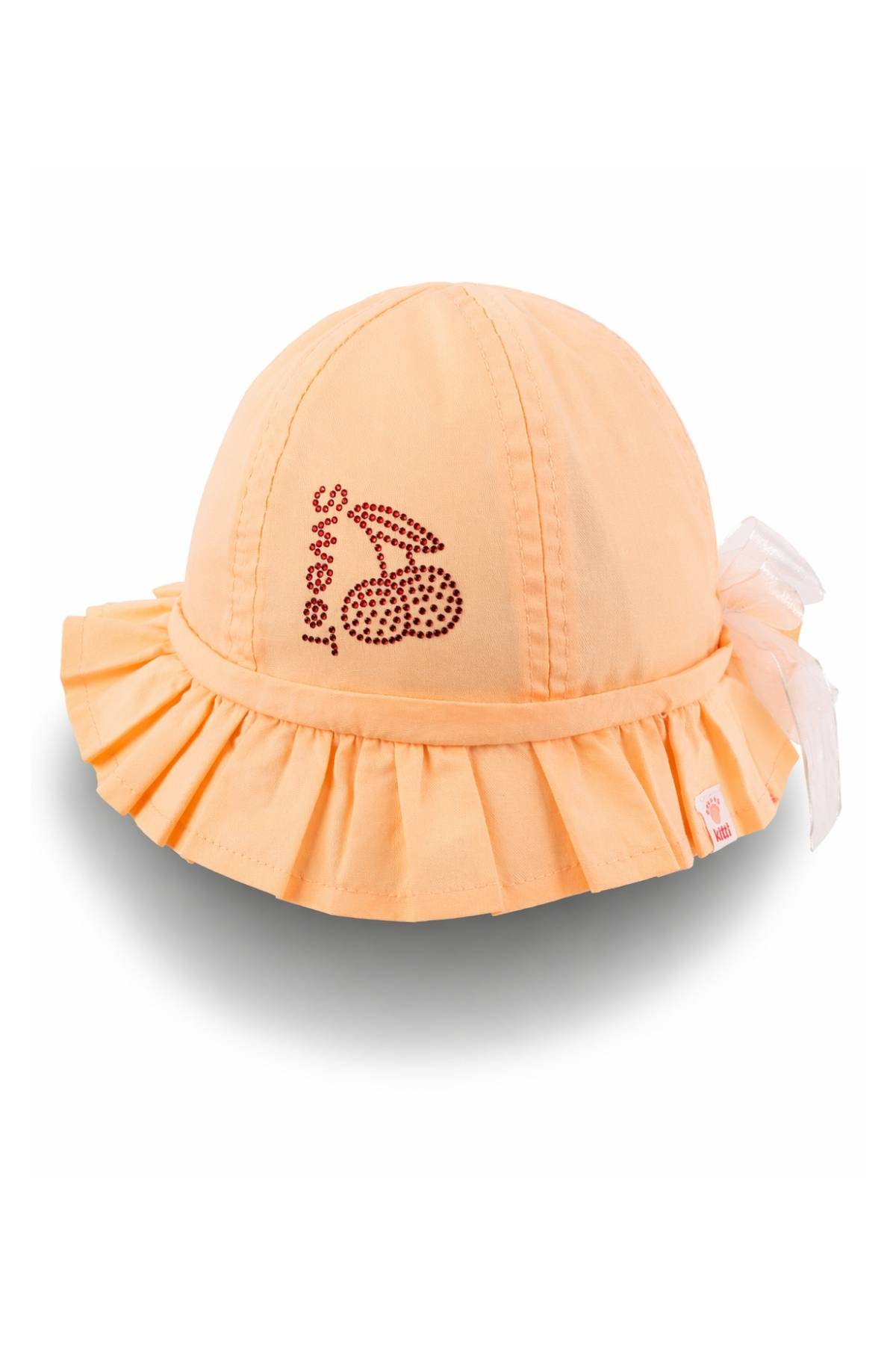Детска шапка за момиче, оранжев цвят 