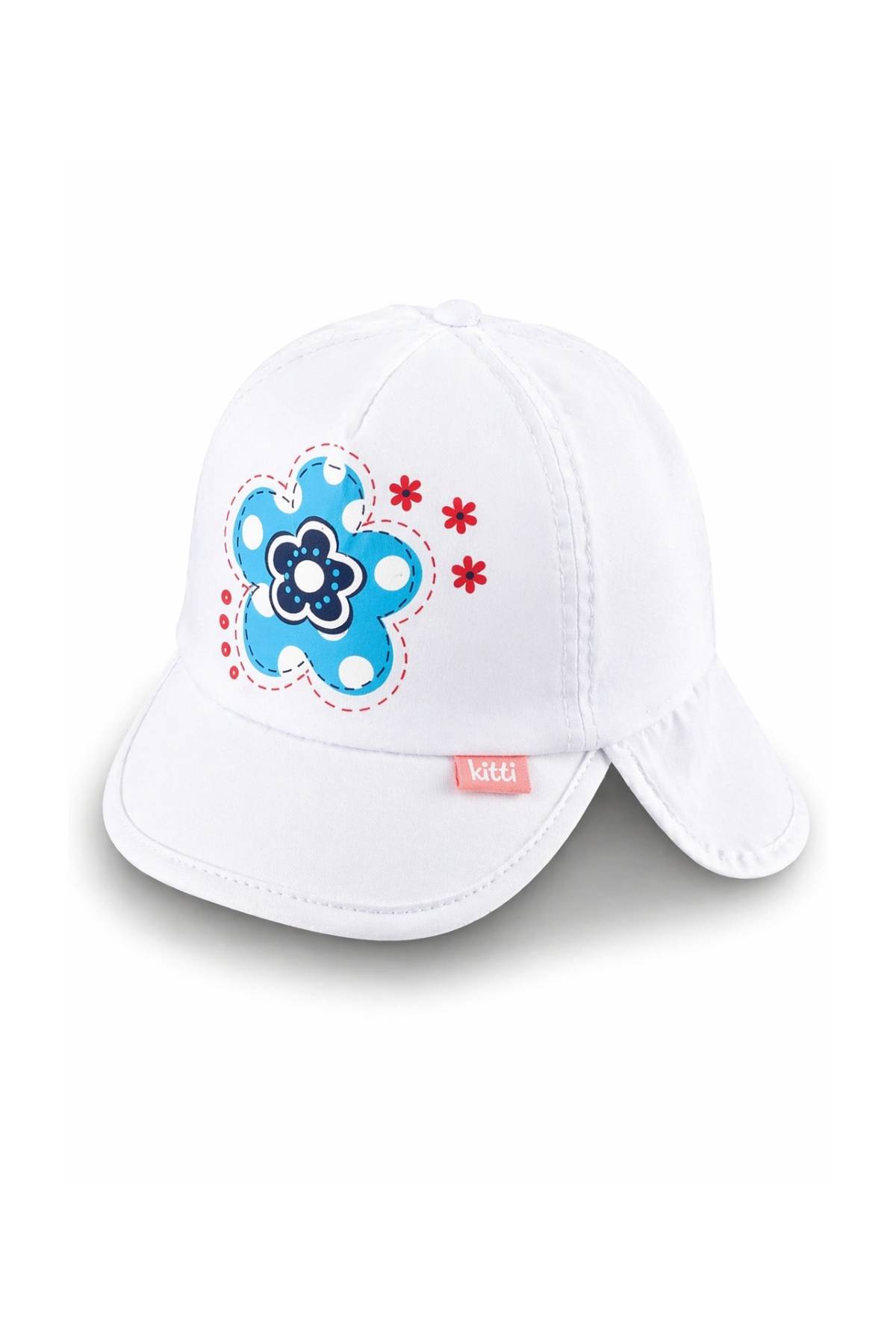 Детска шапка за момиче, бял цвят 