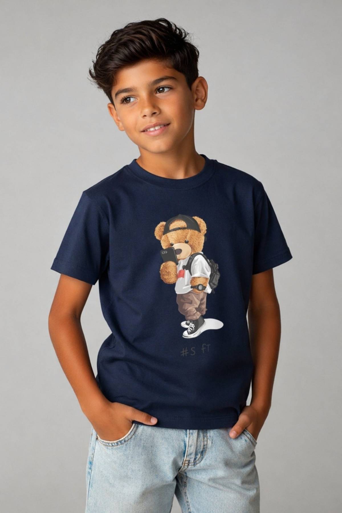 Детска тениска, тъмно син цвят