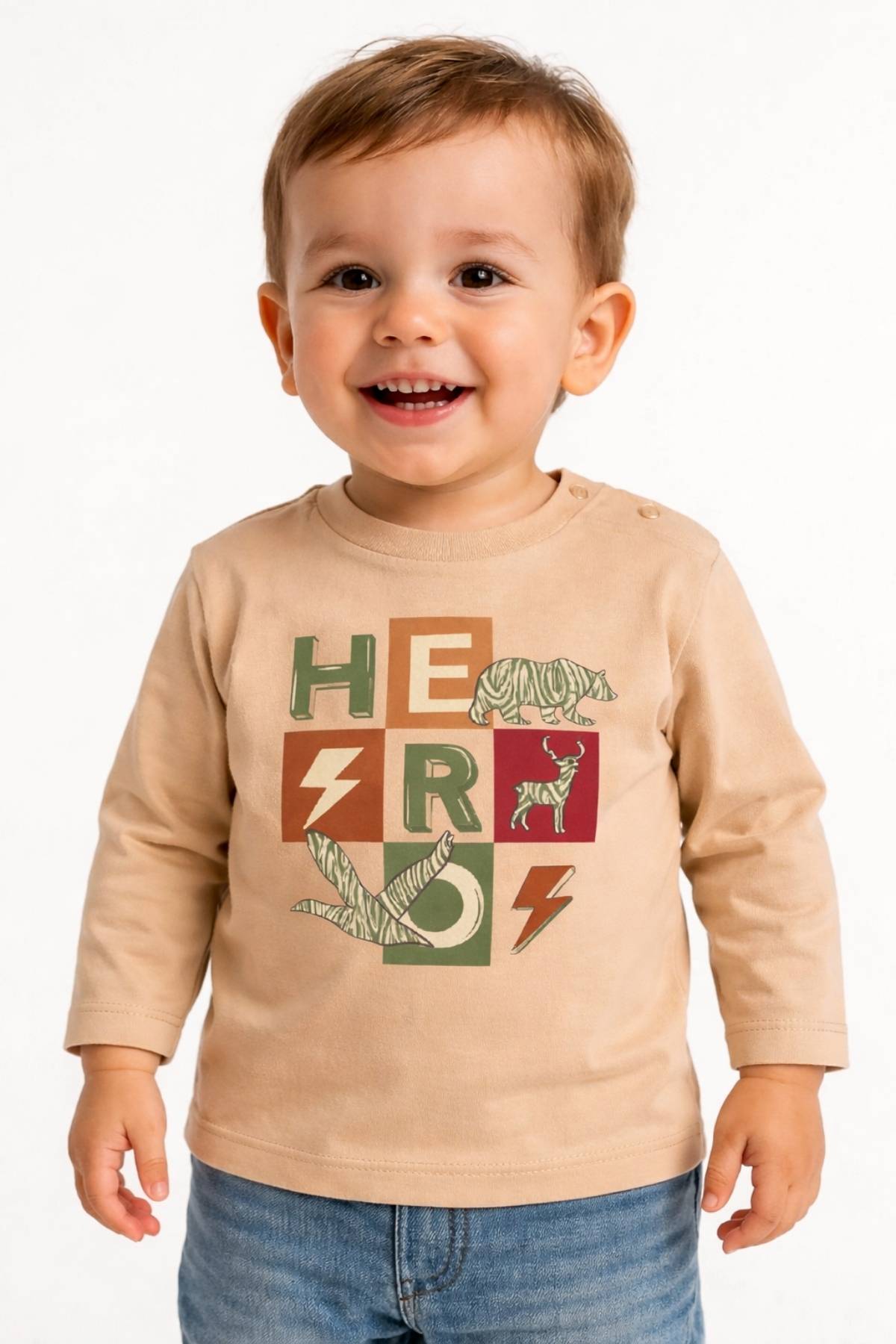 Детска блуза за момче, бежов цвят  