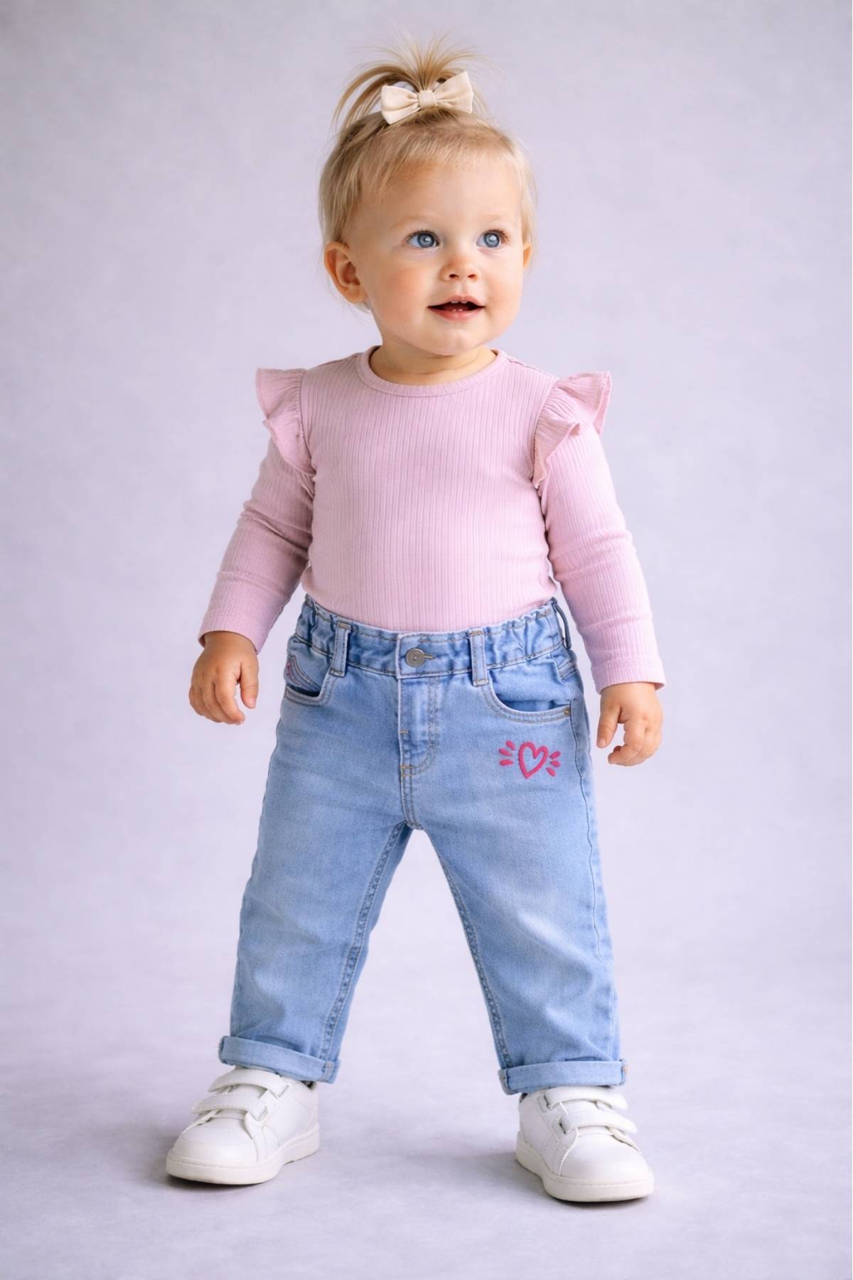 Детски дънки за момиче, син цвят