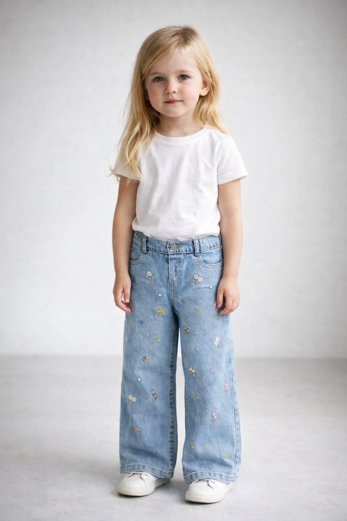 Детски дънки за момиче, син цвят