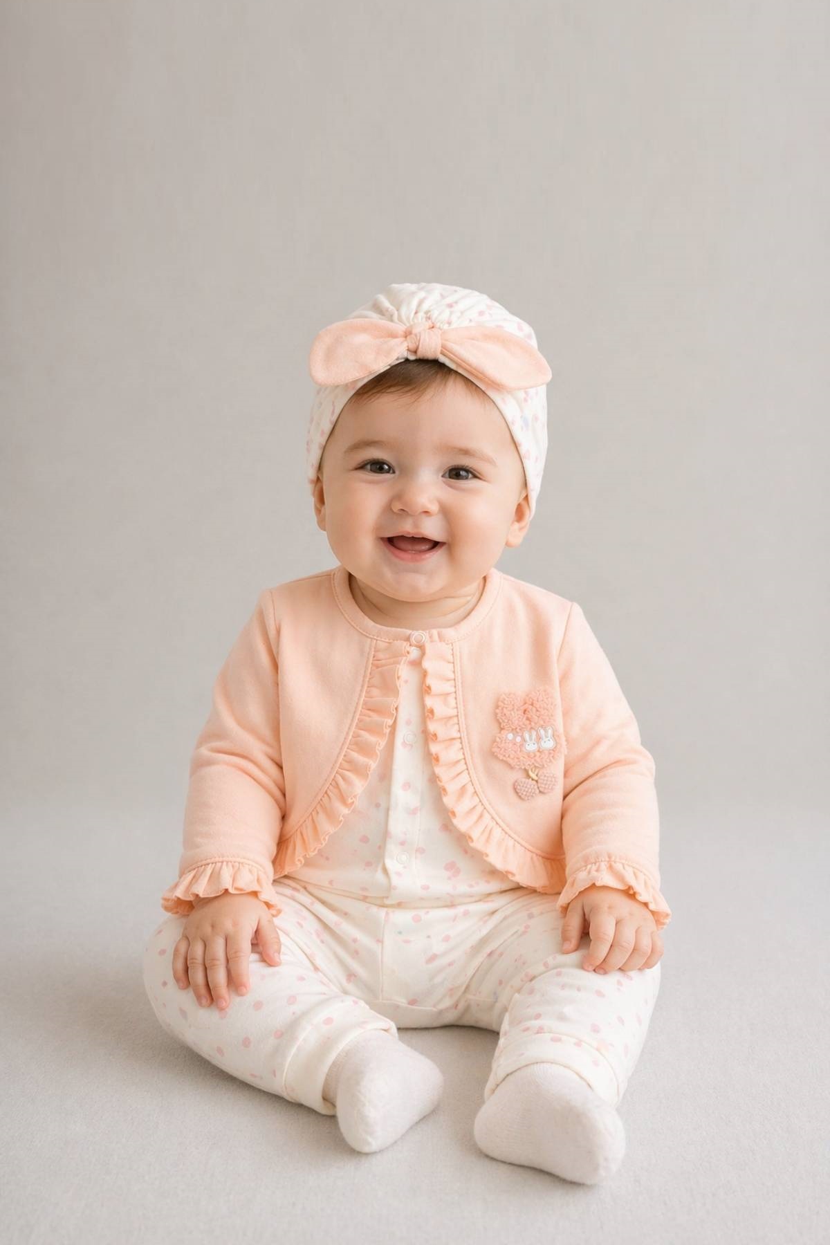 Бебешки комплект за изписване 3 части, светло розов цвят