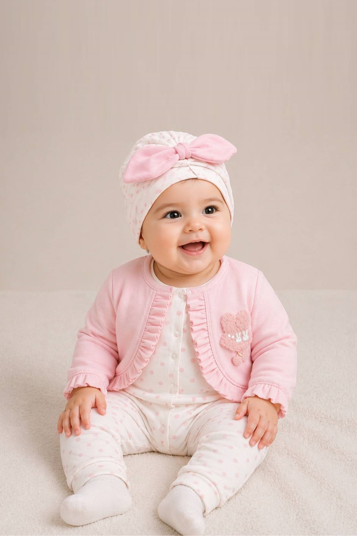 Бебешки комплект за изписване 3 части, розов цвят