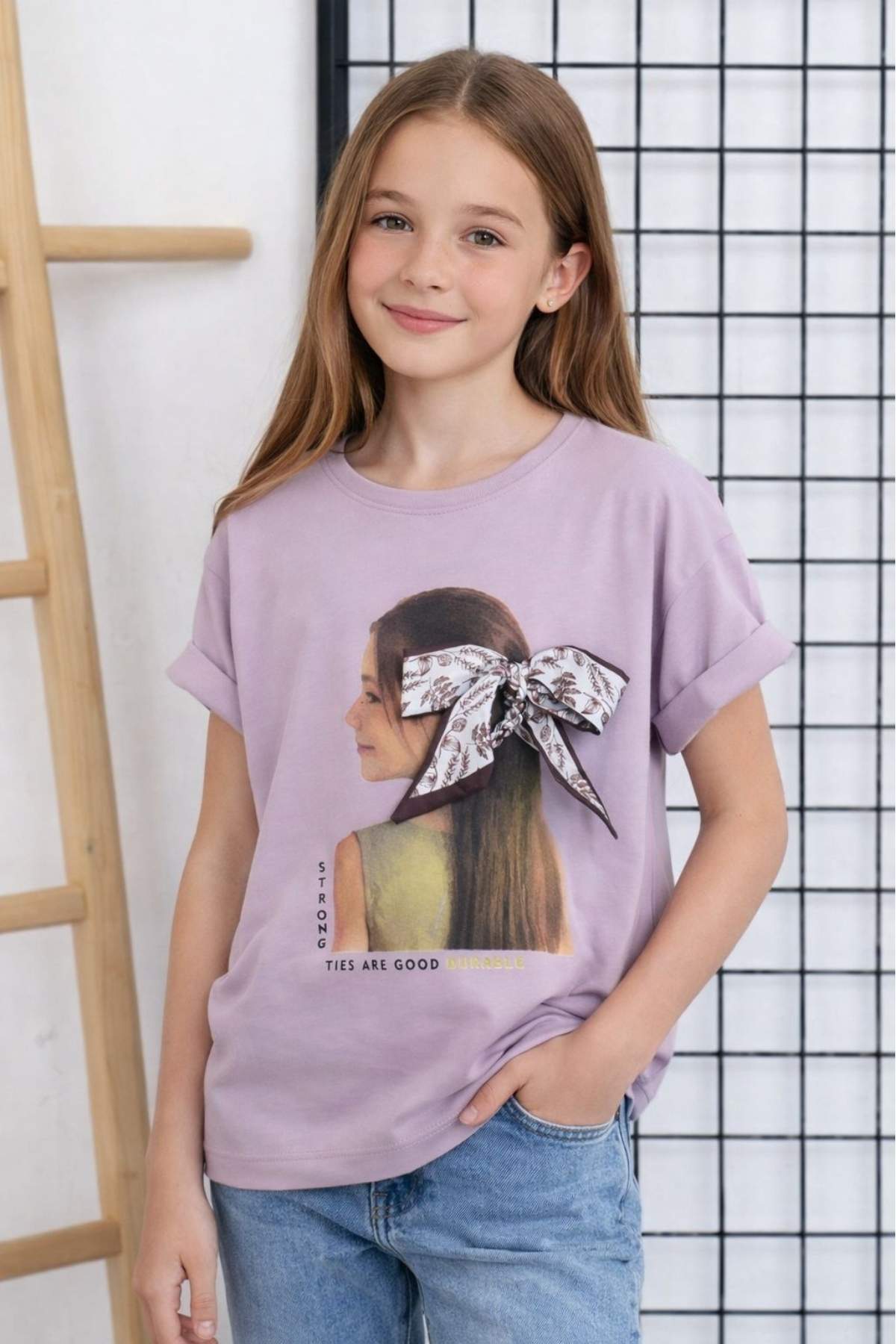 Детска тениска за момиче, лилав цвят