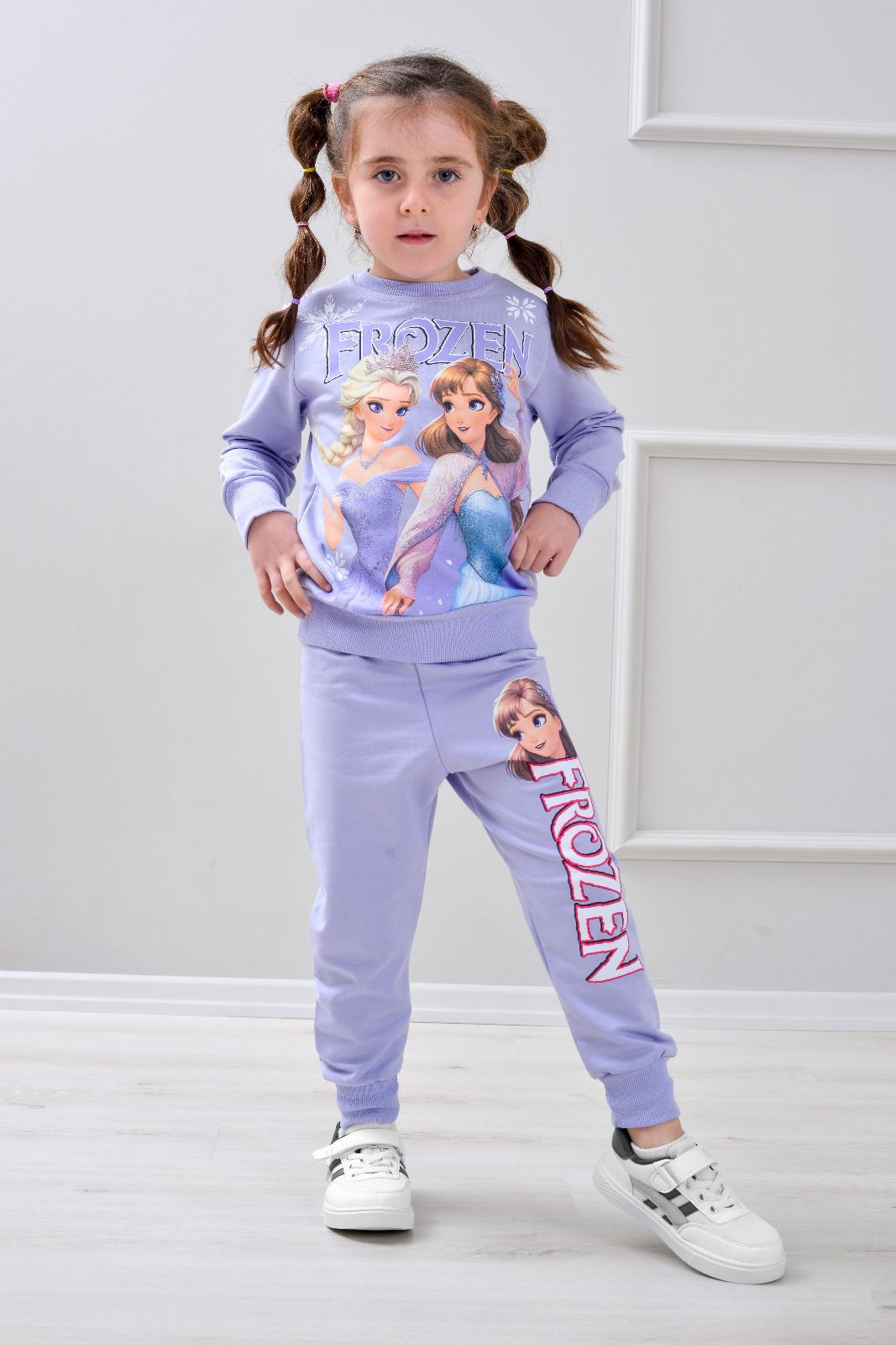 Детски комплект за момиче с дълъг ръкав, лилав цвят