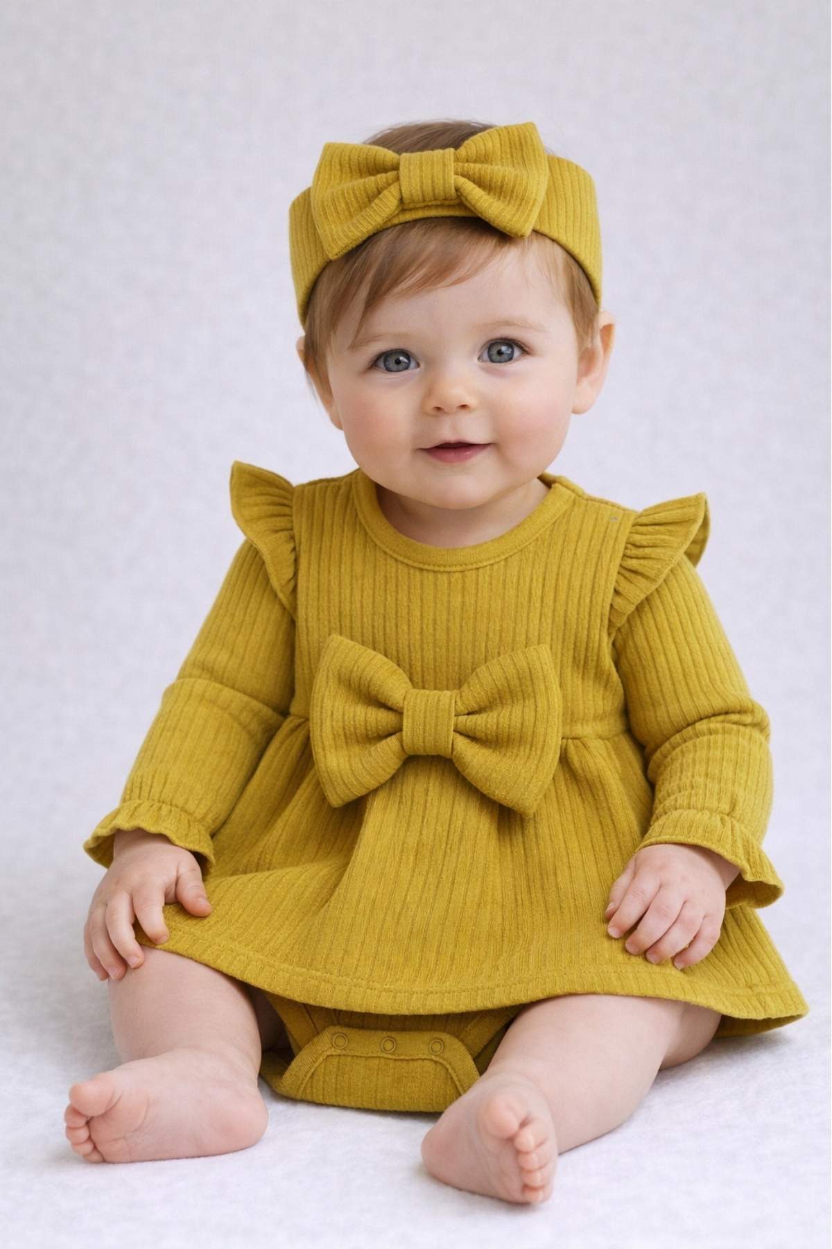 Бебешка боди рокля, зелен цвят 