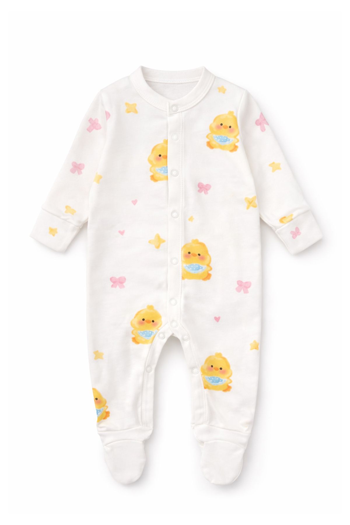 Бебешки гащеризон с дълъг ръкав, цвят екрю