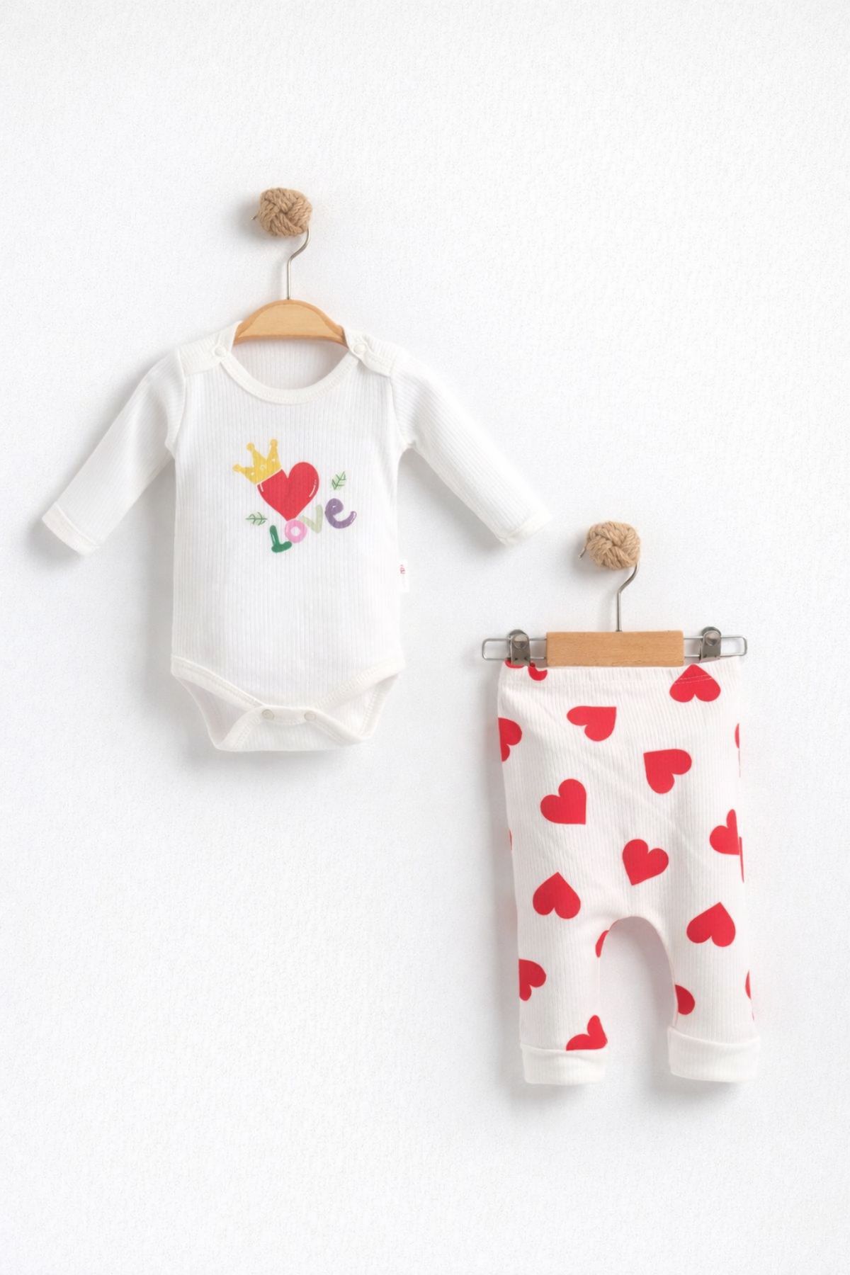 Детски комплект за момиче с дълъг ръкав, бял цвят