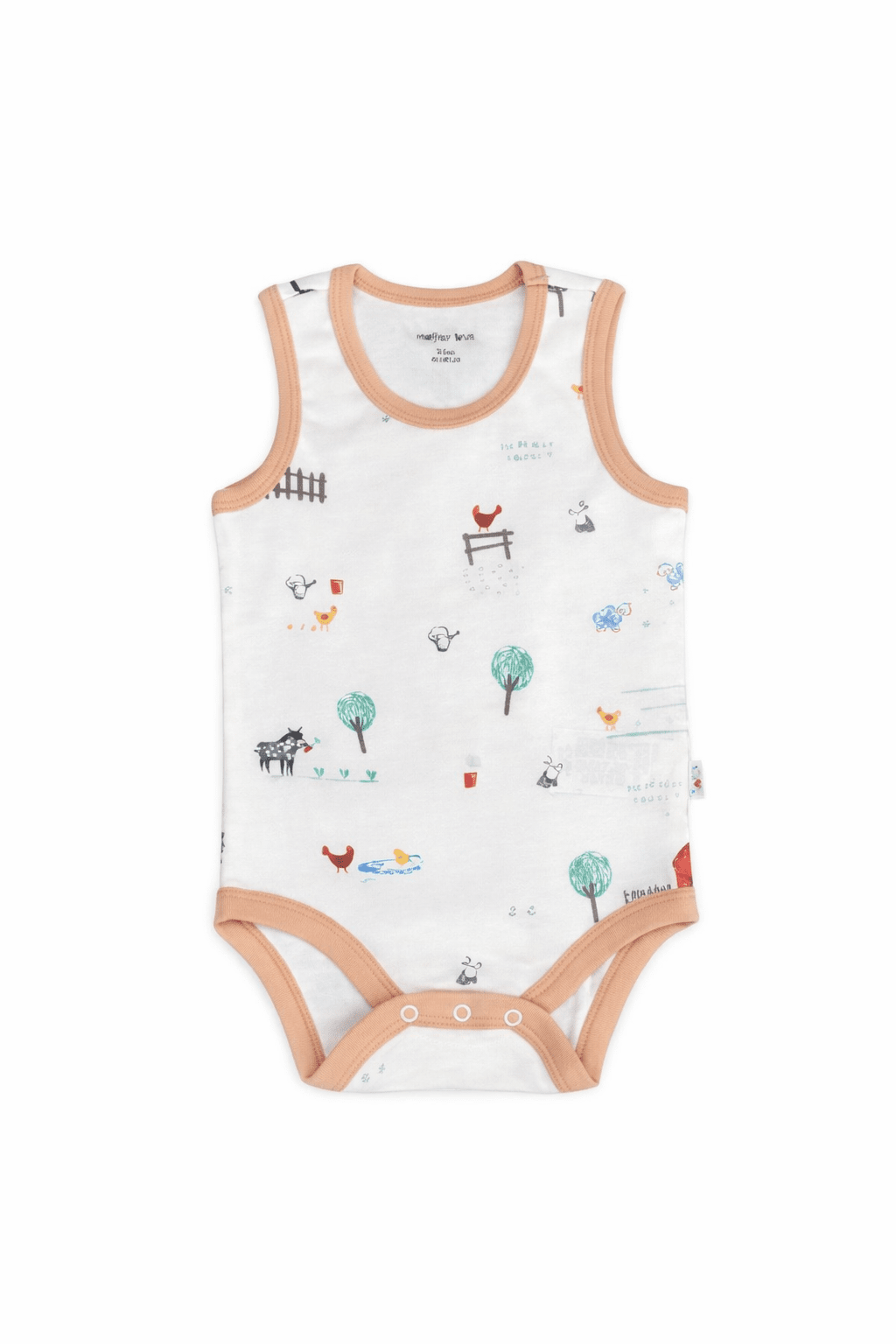 Бебешко боди без ръкав от органичен памук, бял цвят