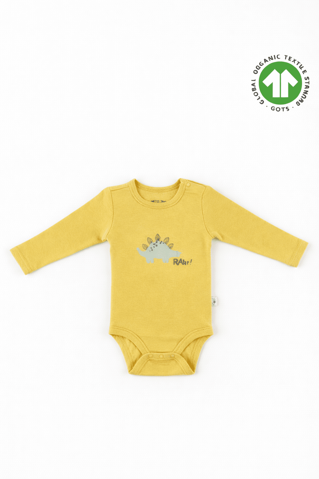 Бебешко боди органичен памук с дълъг ръкав, жълт цвят