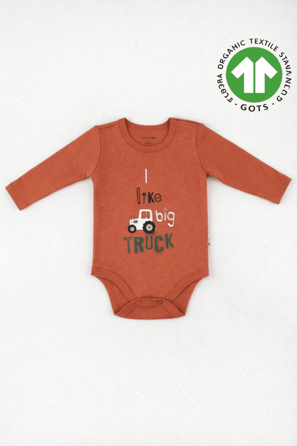 Бебешко боди органичен памук за момче с дълъг ръкав, оранжев цвят