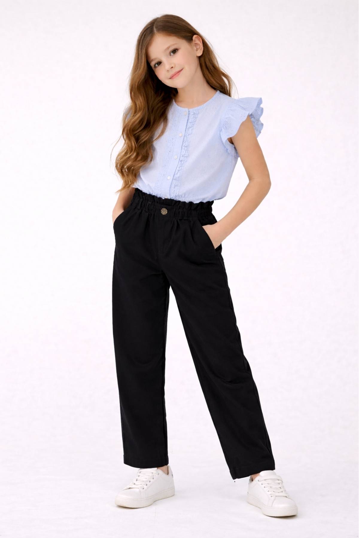 Детски панталон за момиче, черен цвят