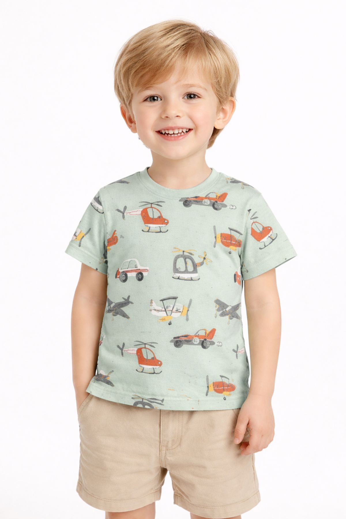 Детска тениска за момче, зелен цвят