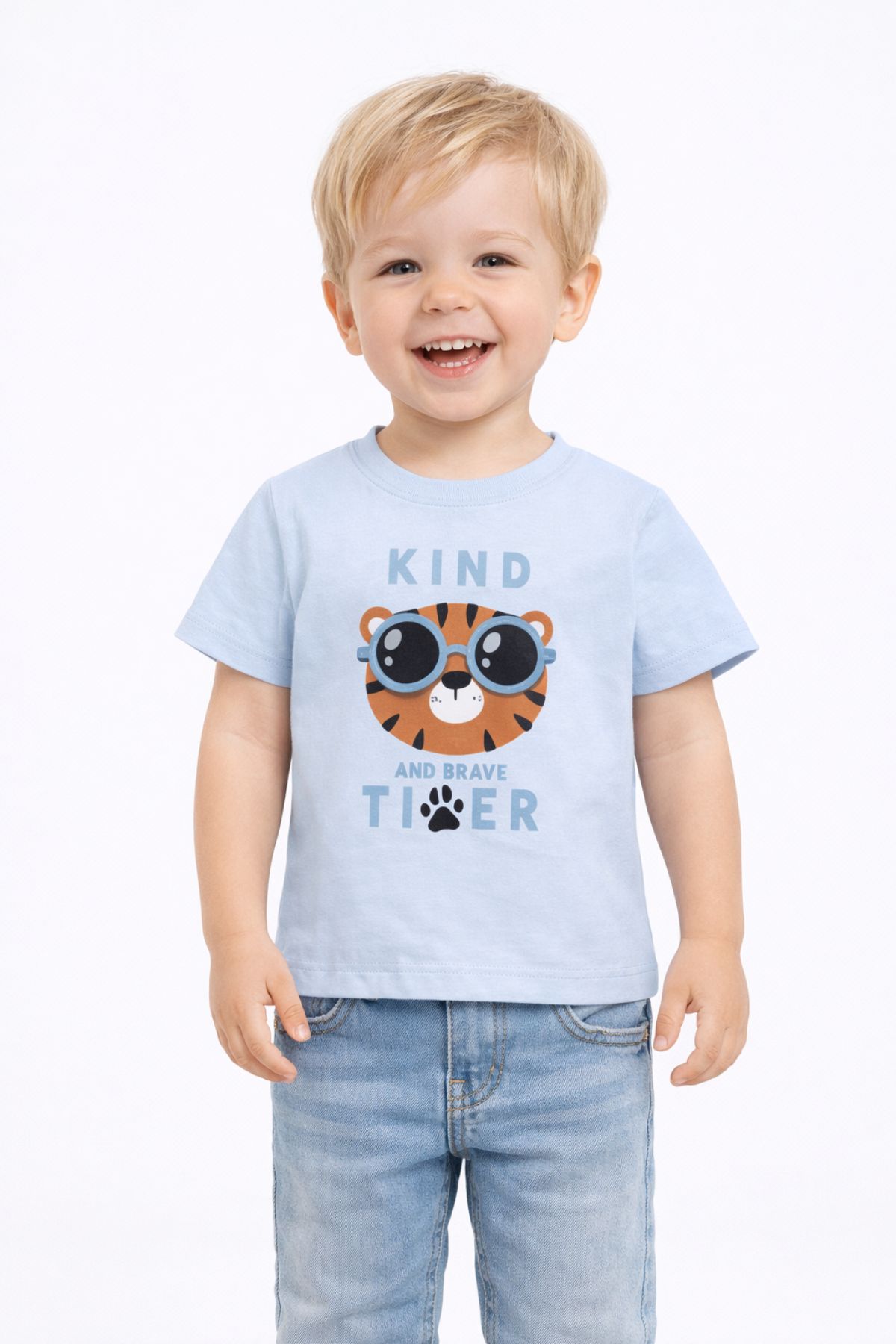 Детска тениска за момче, син цвят