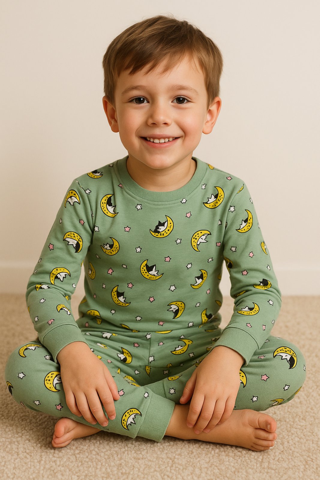 Детска пижама за момче с дълъг ръкав,зелен цвят