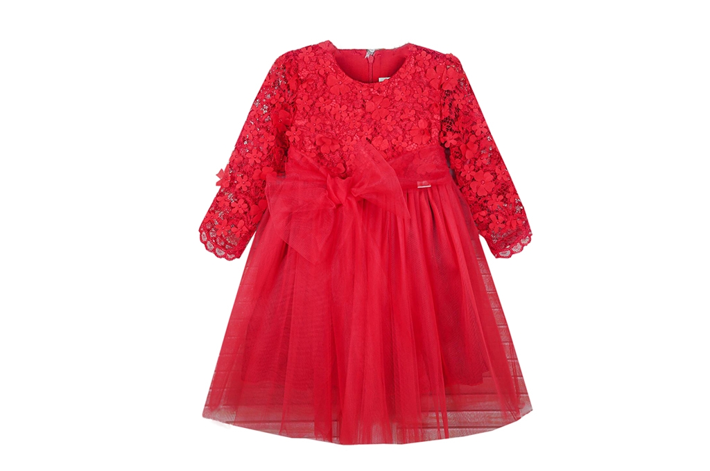 Официална рокля дълъг ръкав с тюл - Коледа