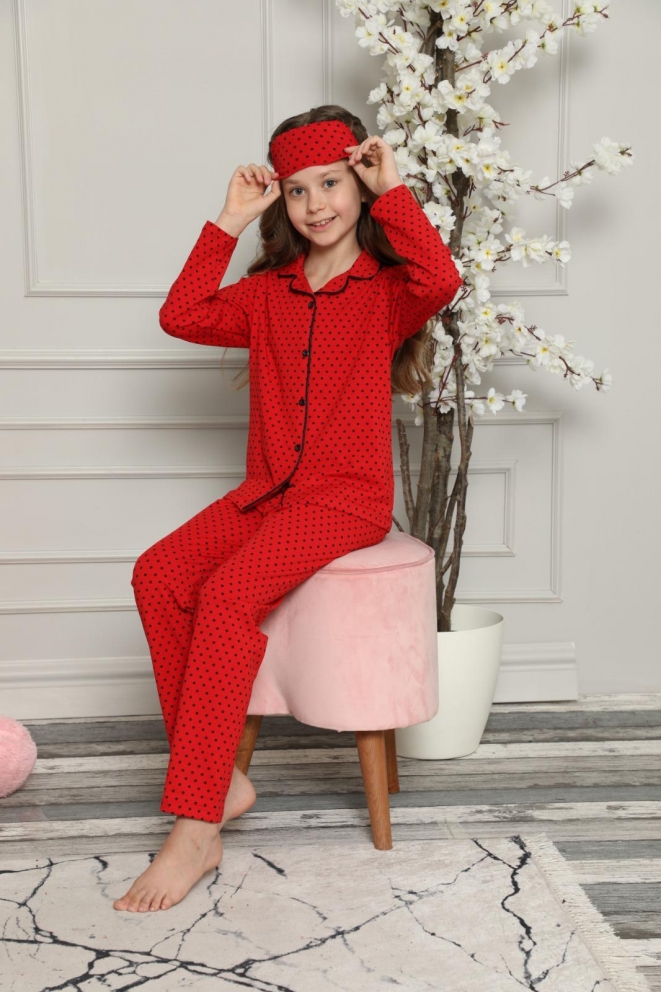 Детска пижама момиче, червен цвят