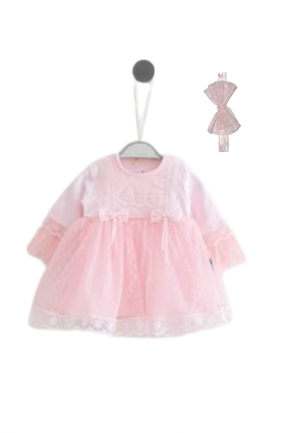 Рокля дълъг ръкав с лента за коса