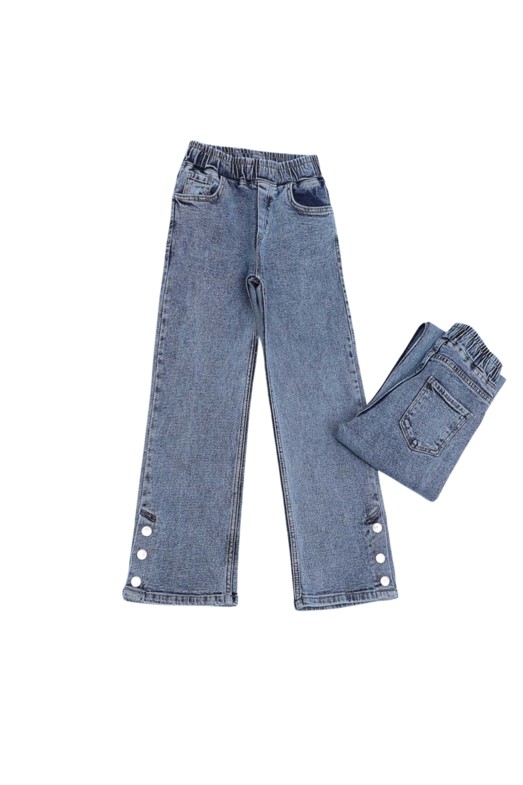 Дънки момиче с широк крачол