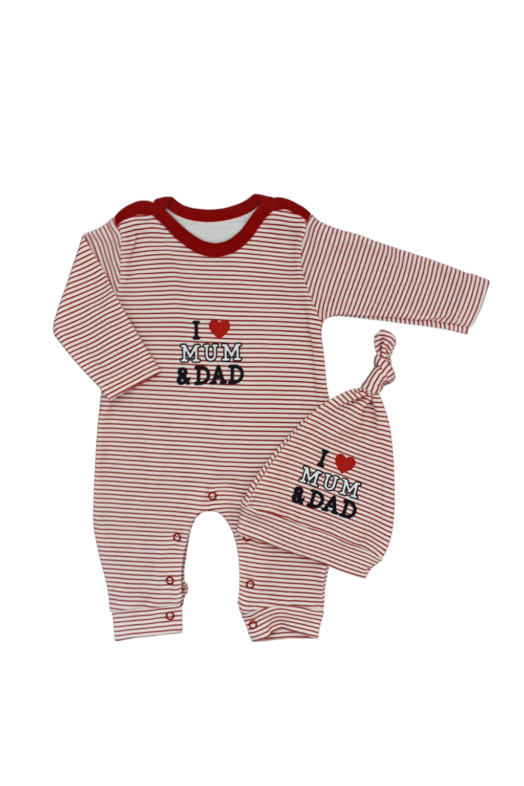 Гащеризон дълъг ръкав с шапка на райета