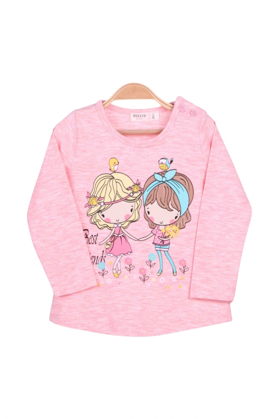 Блуза момиче дълъг ръкав с момиченца