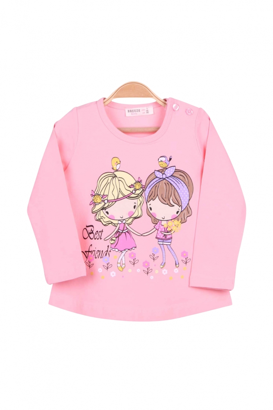 Блуза момиче дълъг ръкав с момиченца