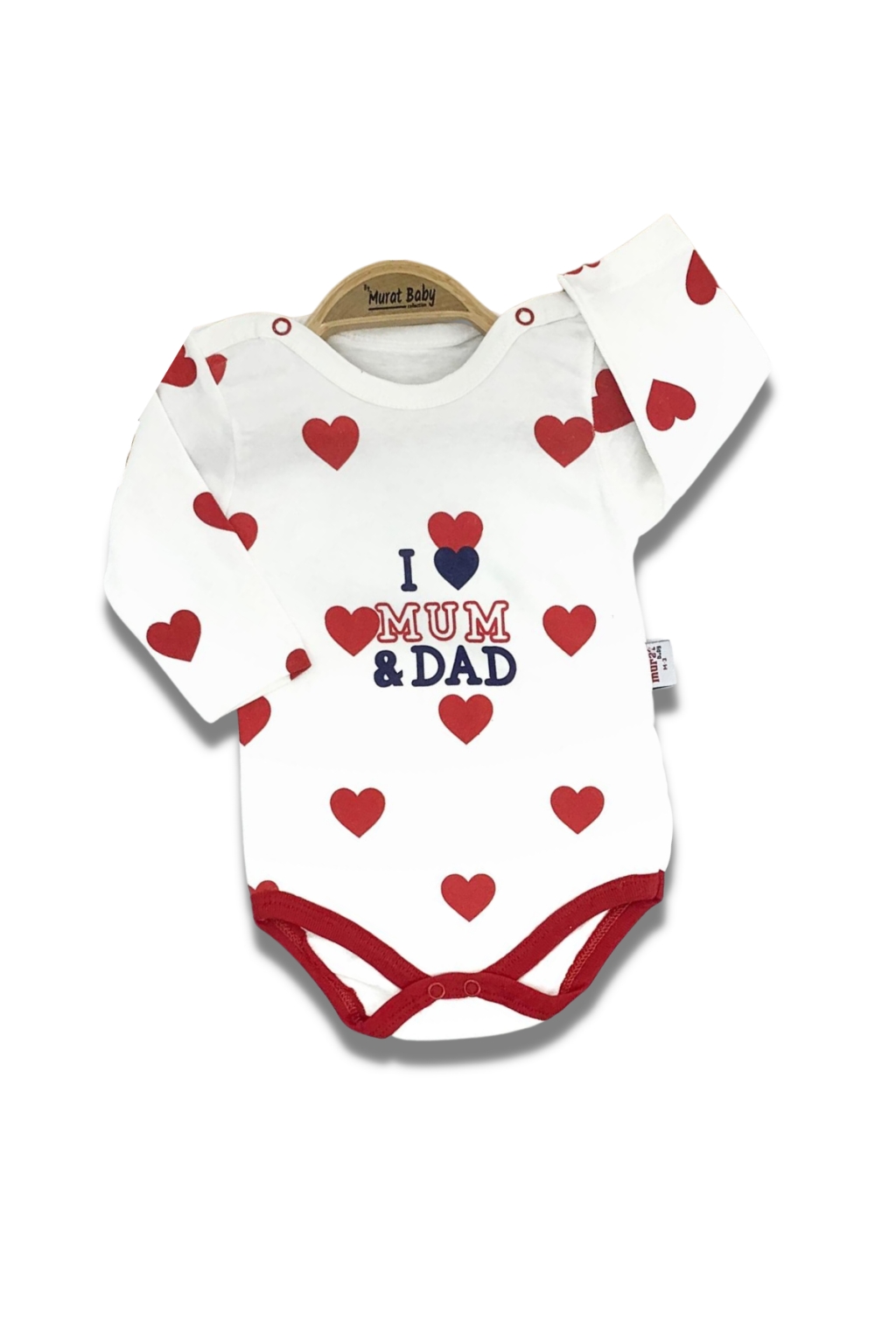 Боди дълъг ръкав момиче със сърца