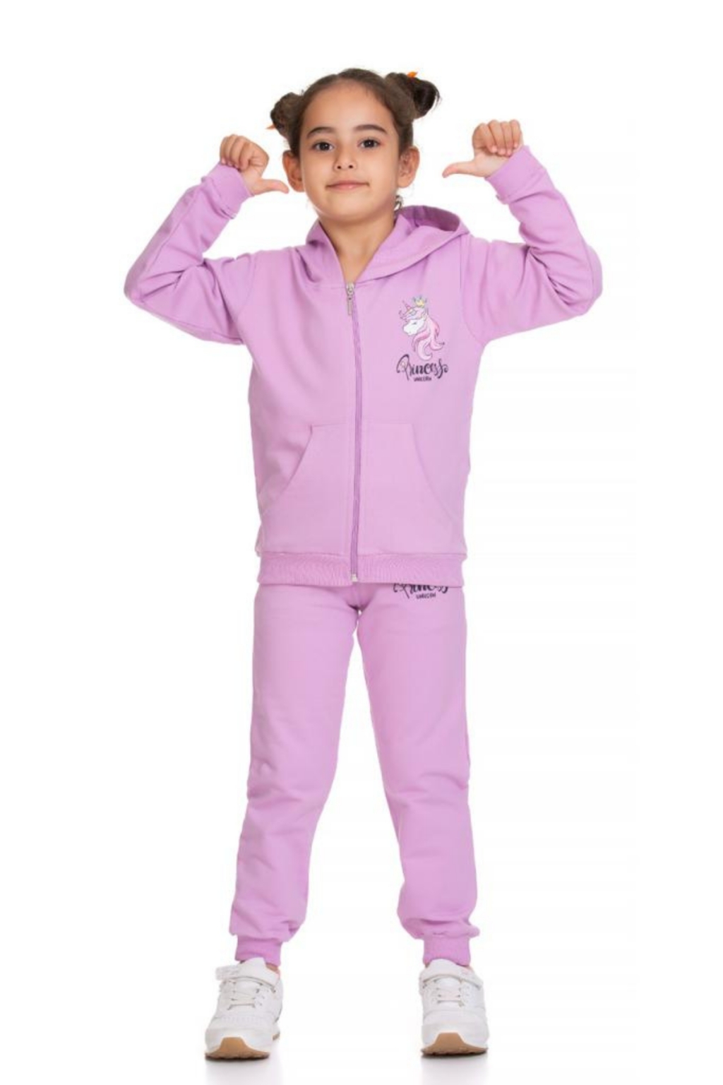 Детски спортен екип момиче с еднорог, лилав цвят