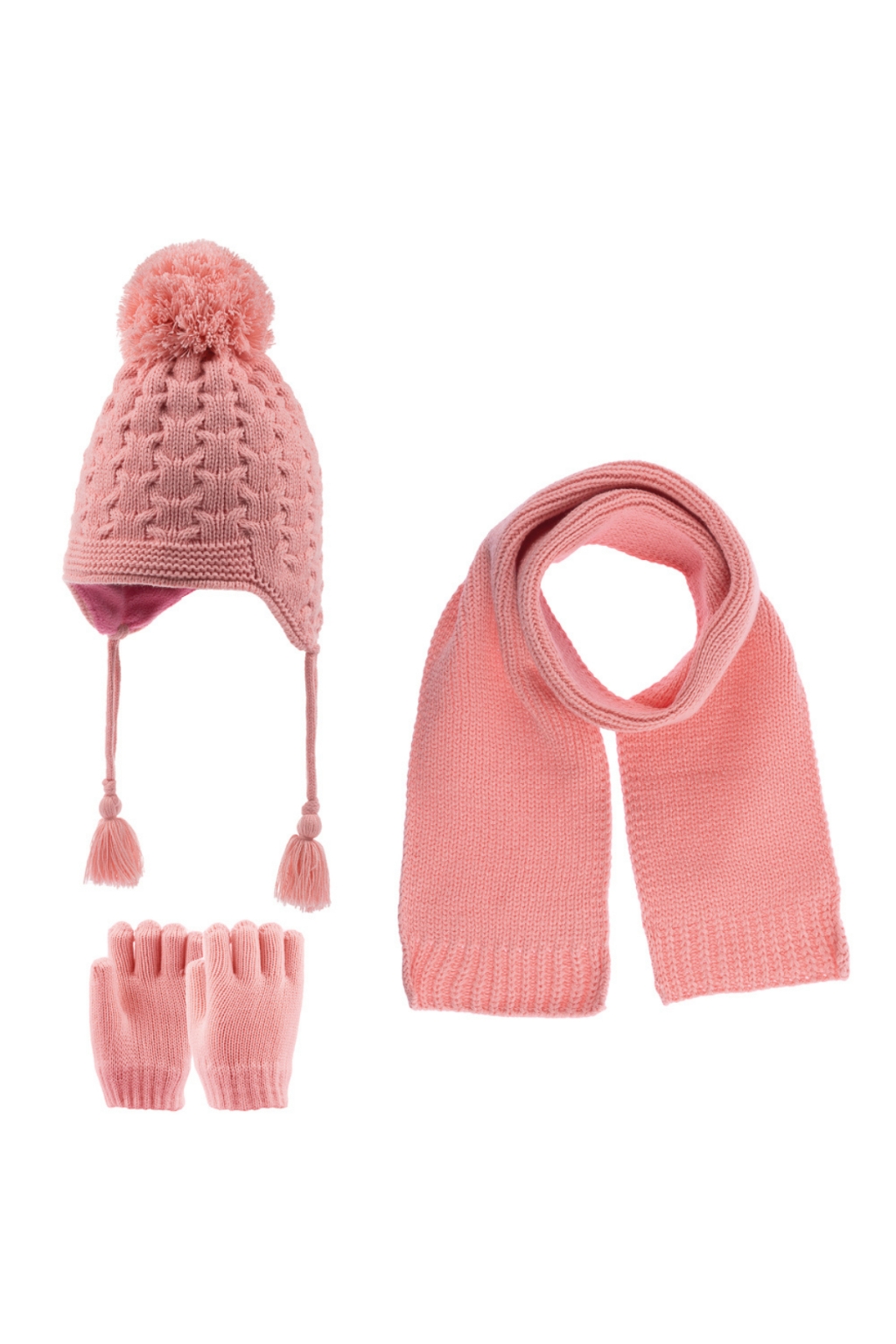 Комплект с шапка, шал и ръкавици момиче