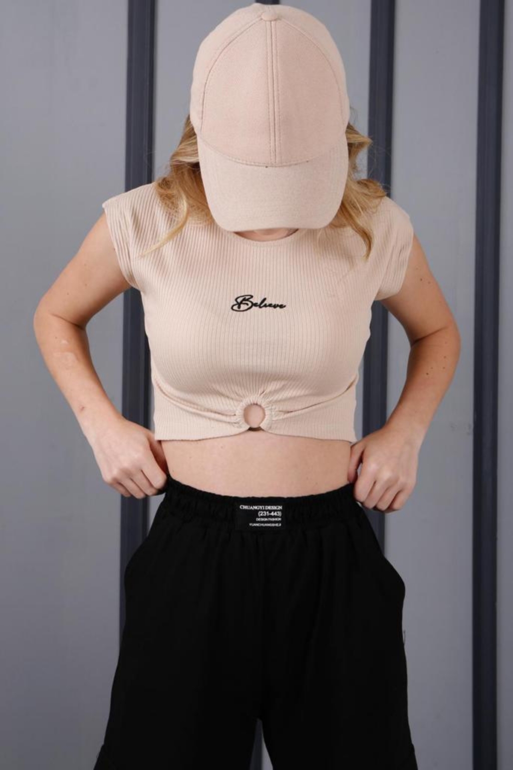 Детска тениска момиче, бежов цвят