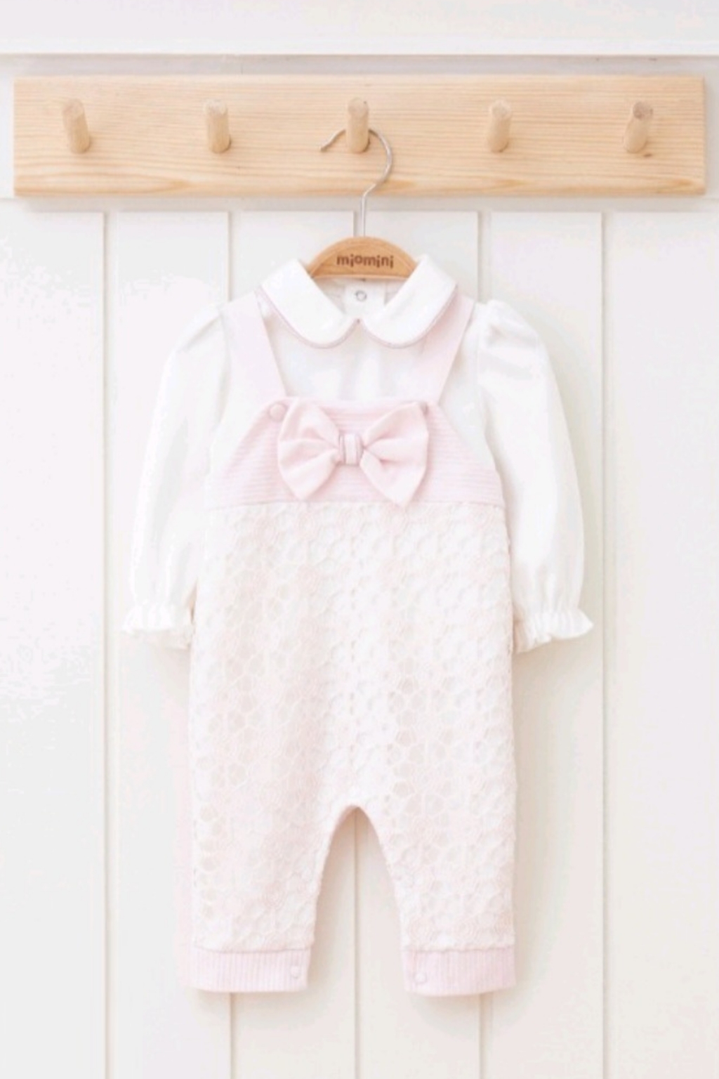 Бебешки гащеризон момиче дълъг ръкав, розов цвят