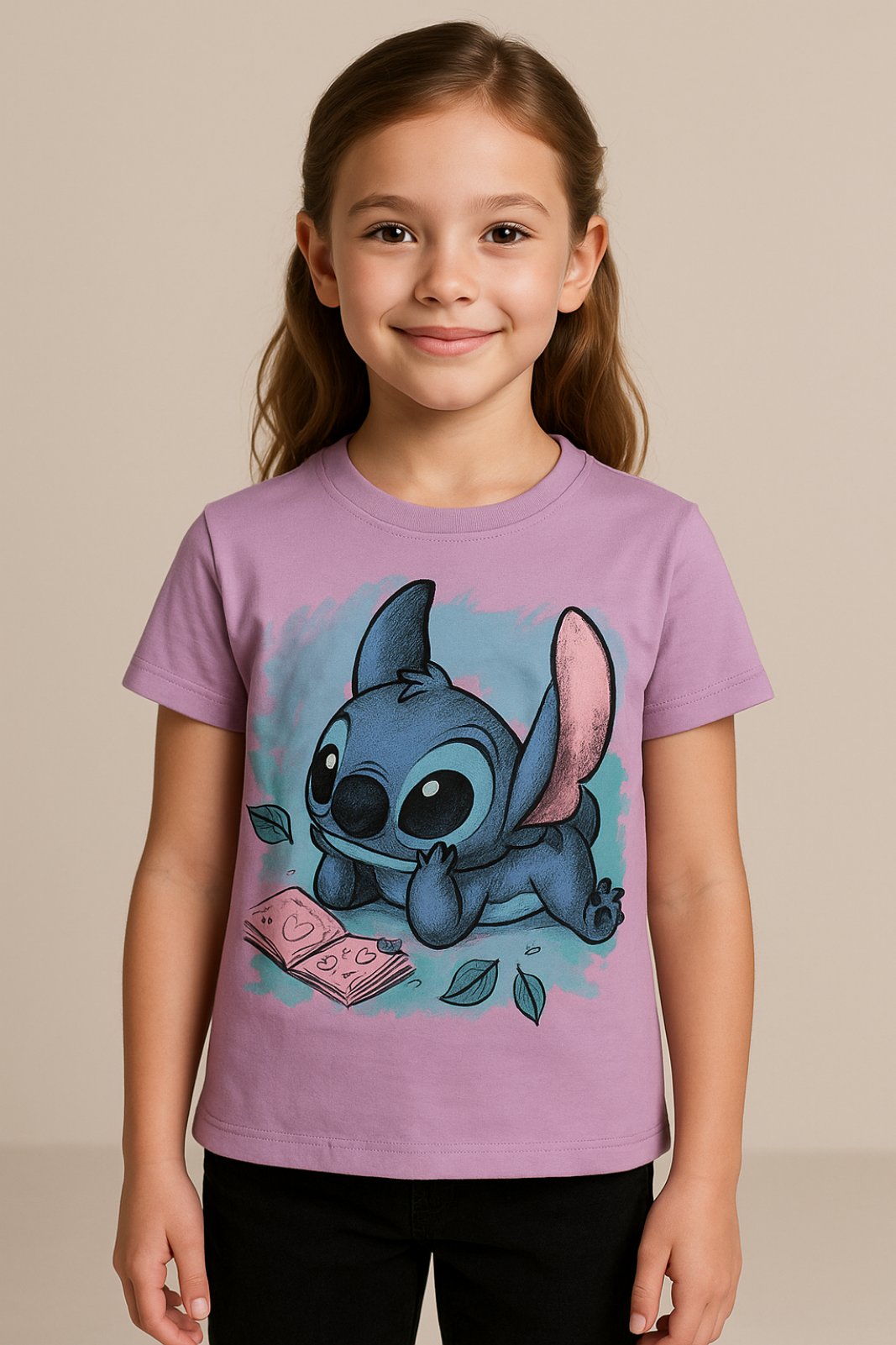Детска тениска за момиче Stitch, лилав цвят