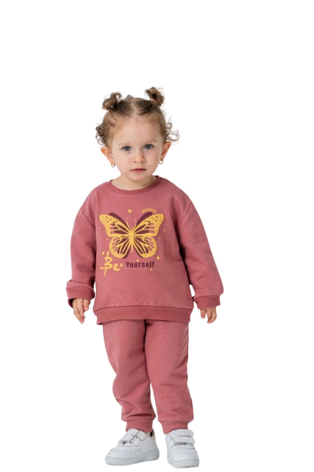 Детски комплект за момиче с дълъг ръкав, цвят бордо