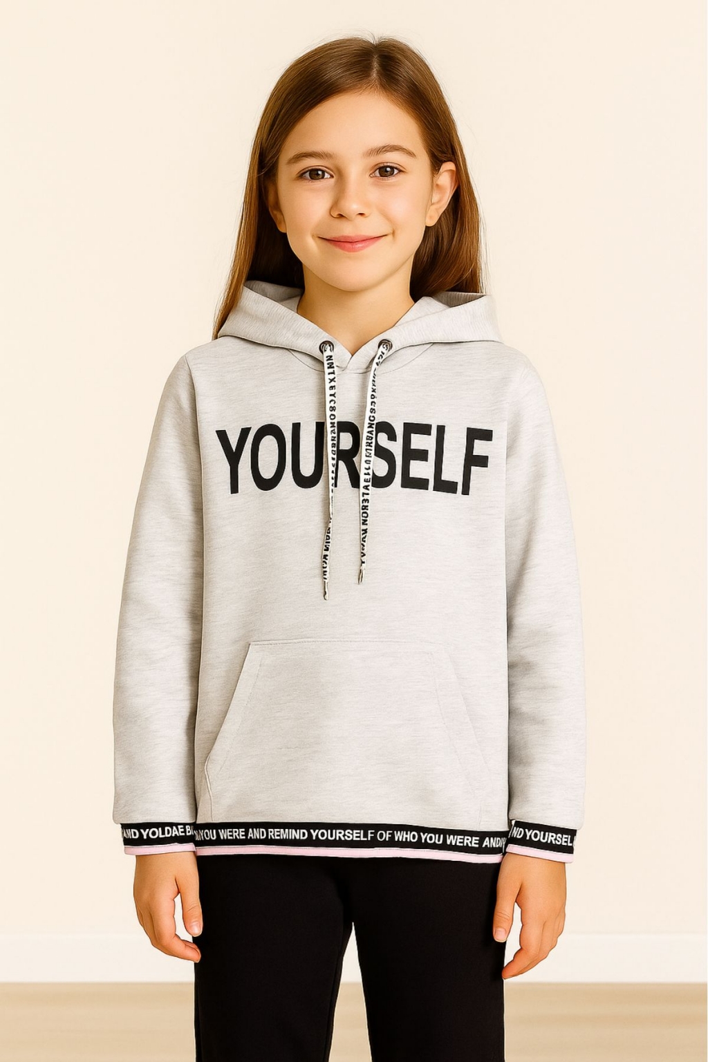 Детски суитшърт за момиче Hoodie, сив цвят
