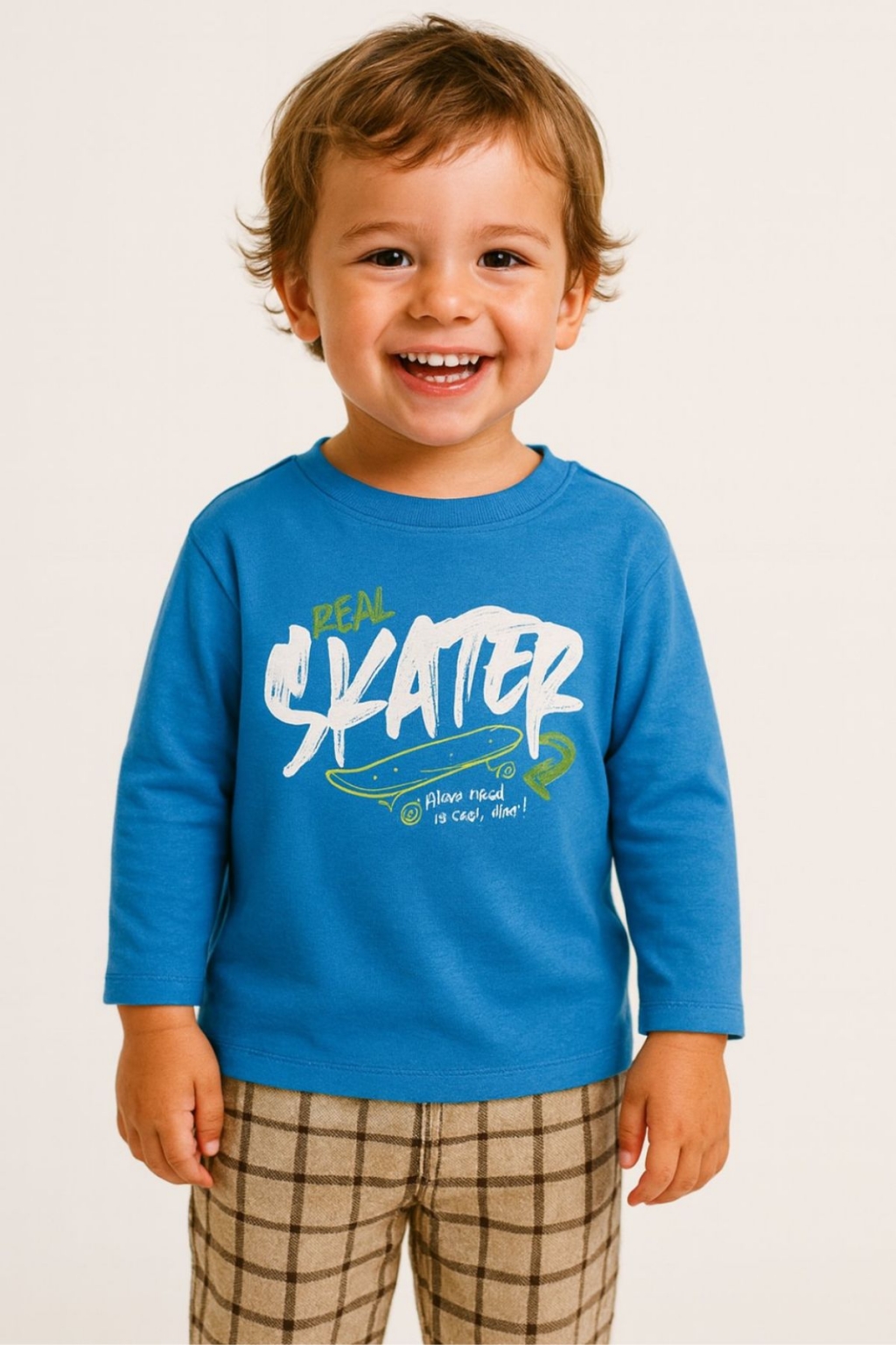 Детска блуза за момче с дълъг ръкав, син цвят