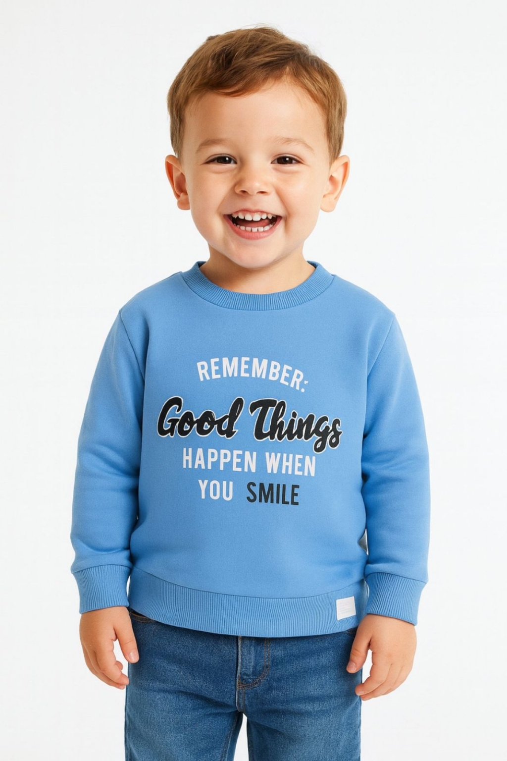 Детска блуза за момче с дълъг ръкав, син цвят