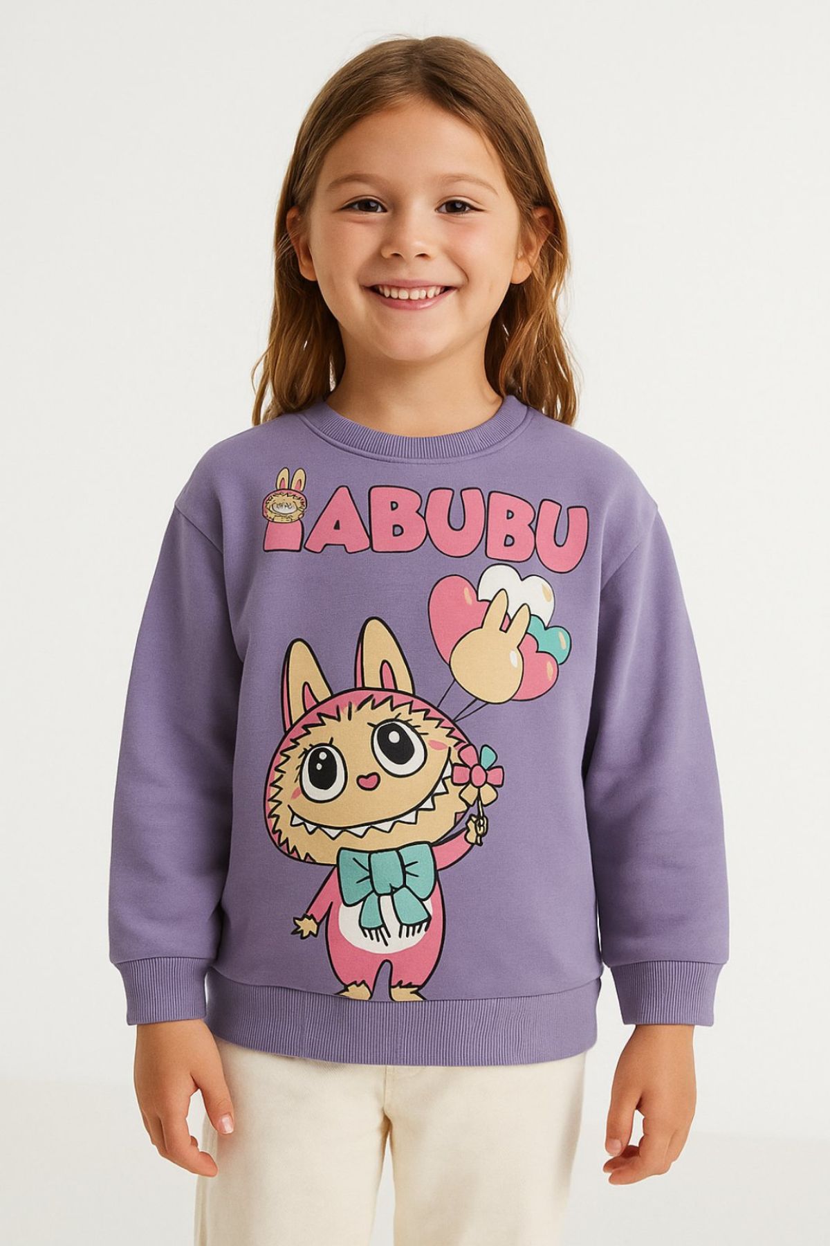 Детска блуза за момиче с дълъг ръкав, лилав цвят