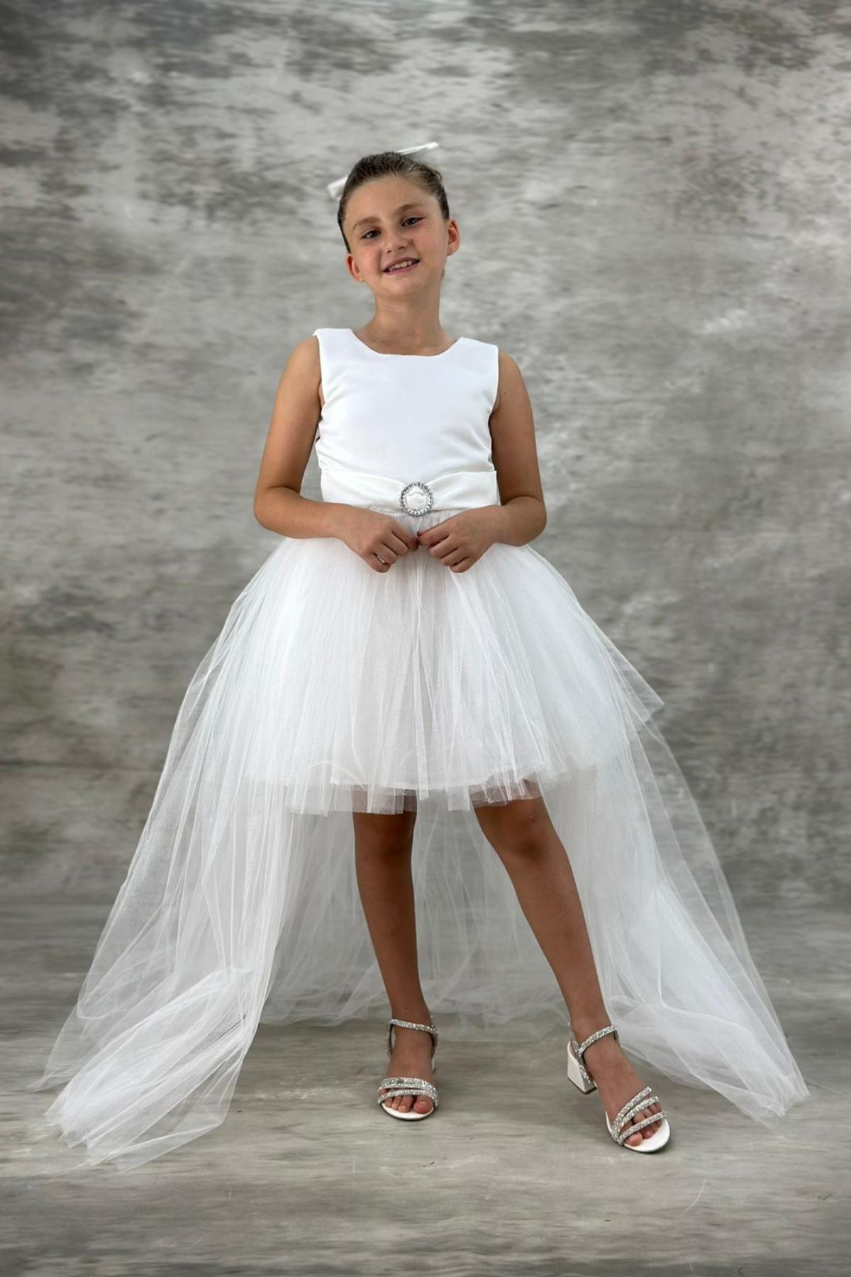 Детска официална рокля, бял цвят