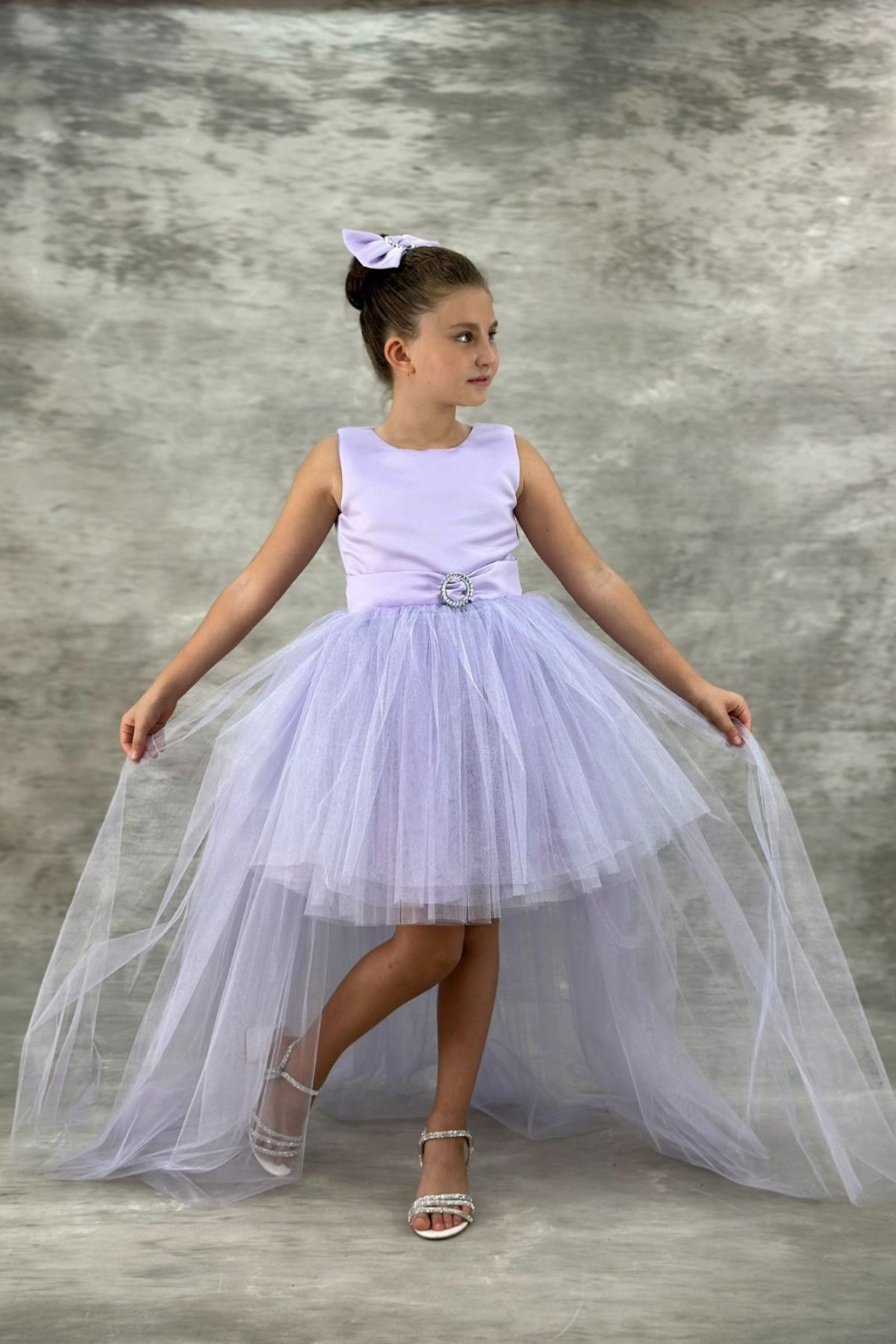 Детска официална рокля, лилав цвят