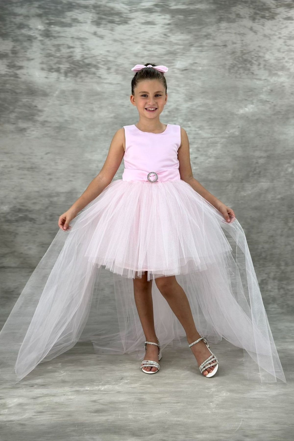 Детска официална рокля, розов цвят