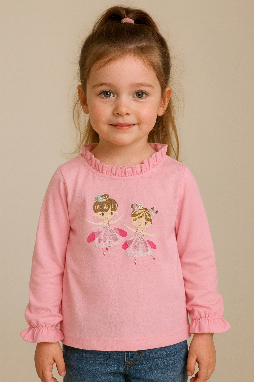 Детска блуза момиче дълъг ръкав,розов цвят