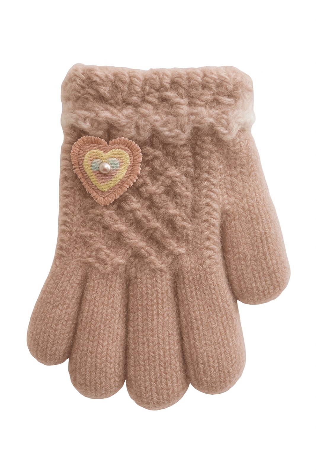 Детски ръкавици за момиче, цвят пудра
