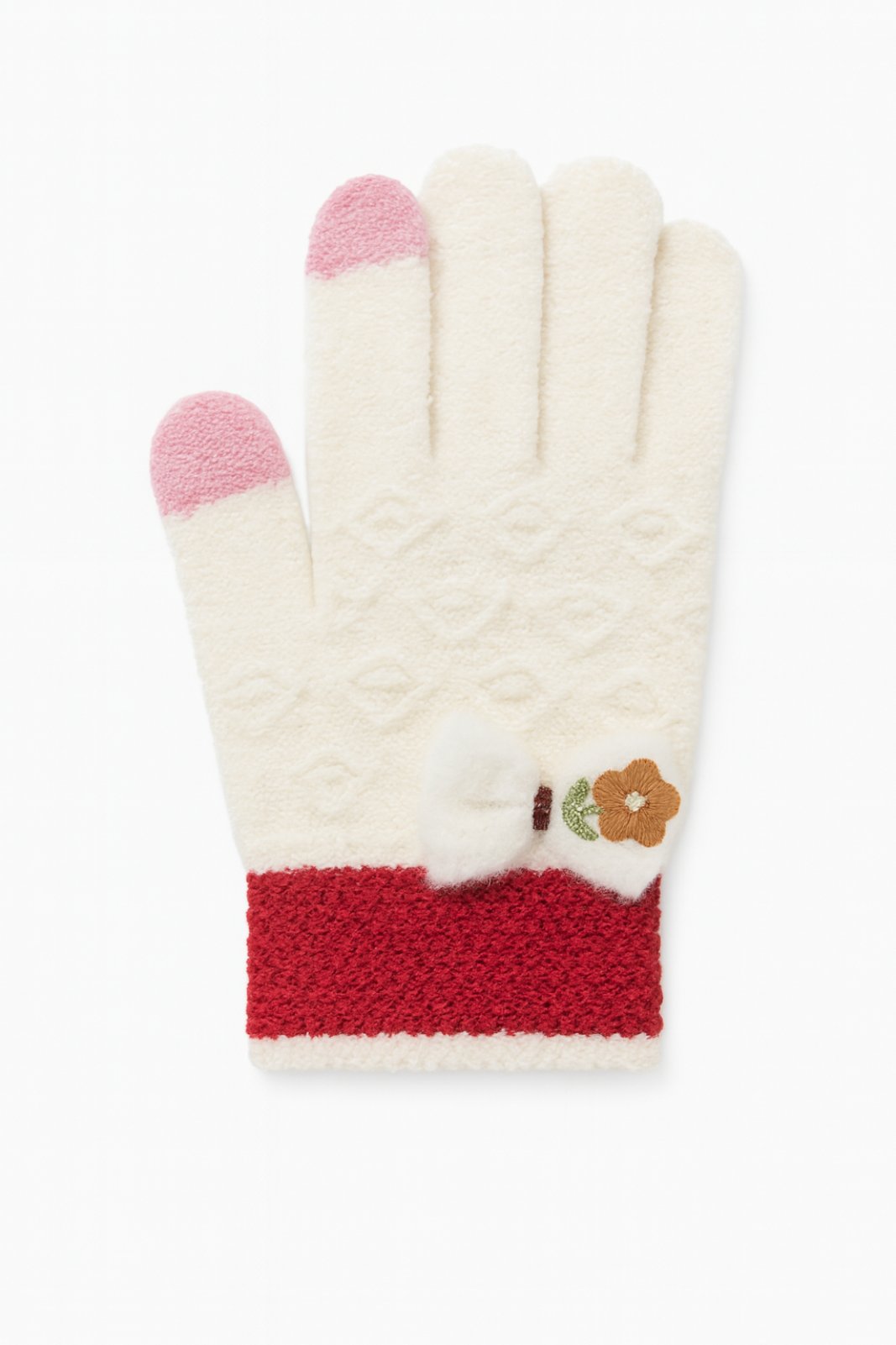 Детски ръкавици за момиче, цвят екрю