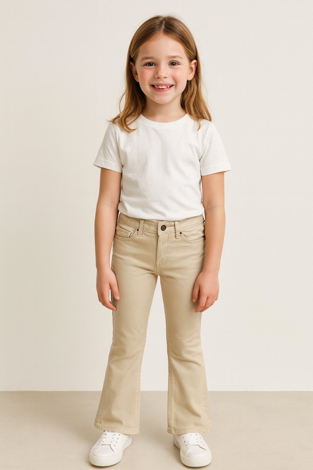 Детски панталон за момиче, бежов цвят