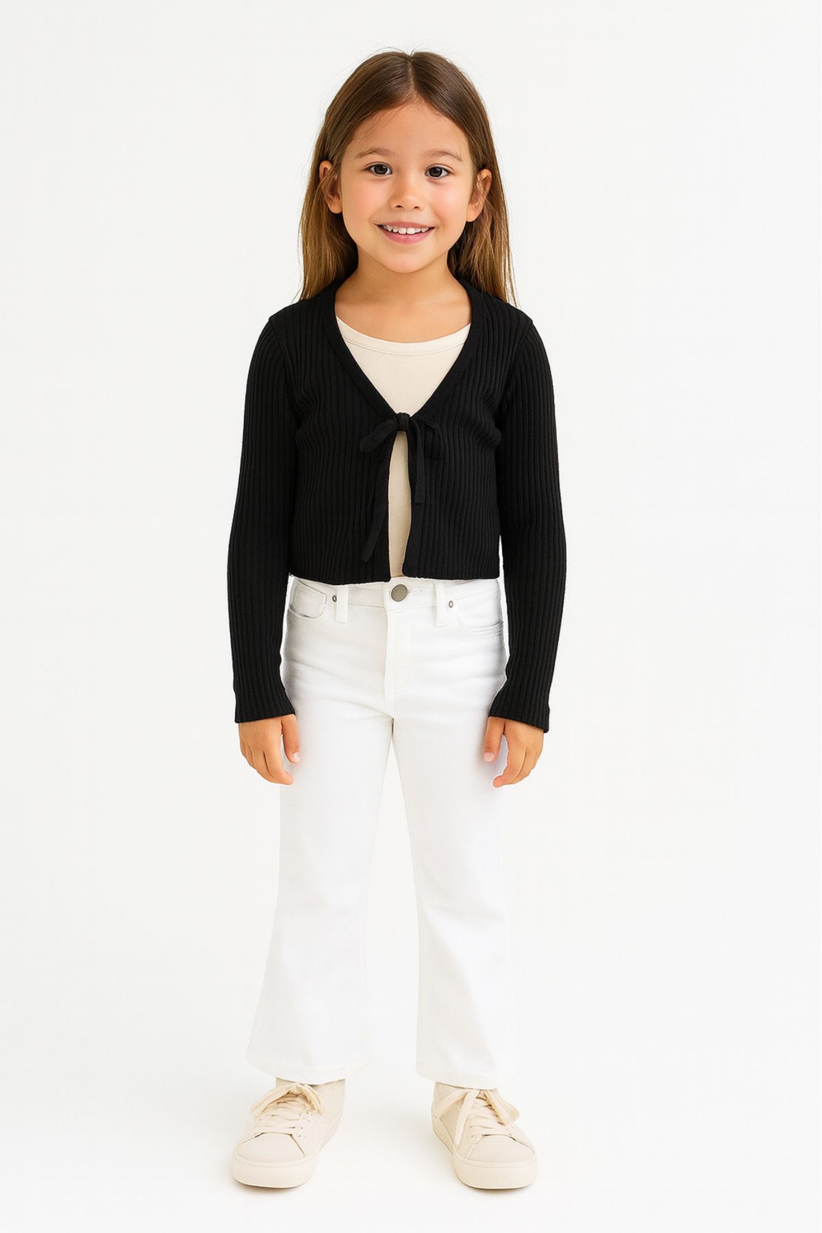 Детска жилетка момиче рипс, черен цвят