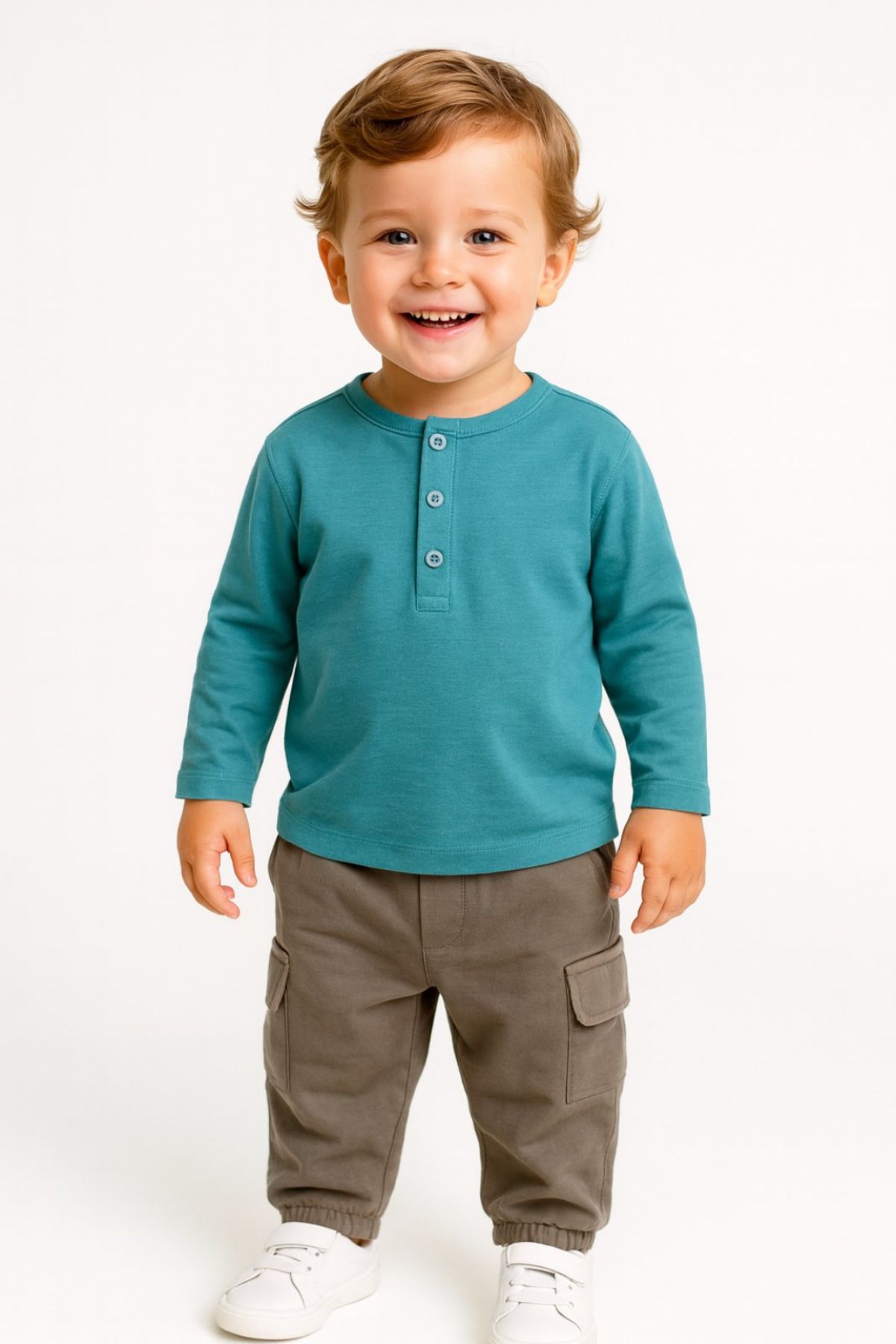 Детски комплект за момче с дълъг ръкав, зелен цвят