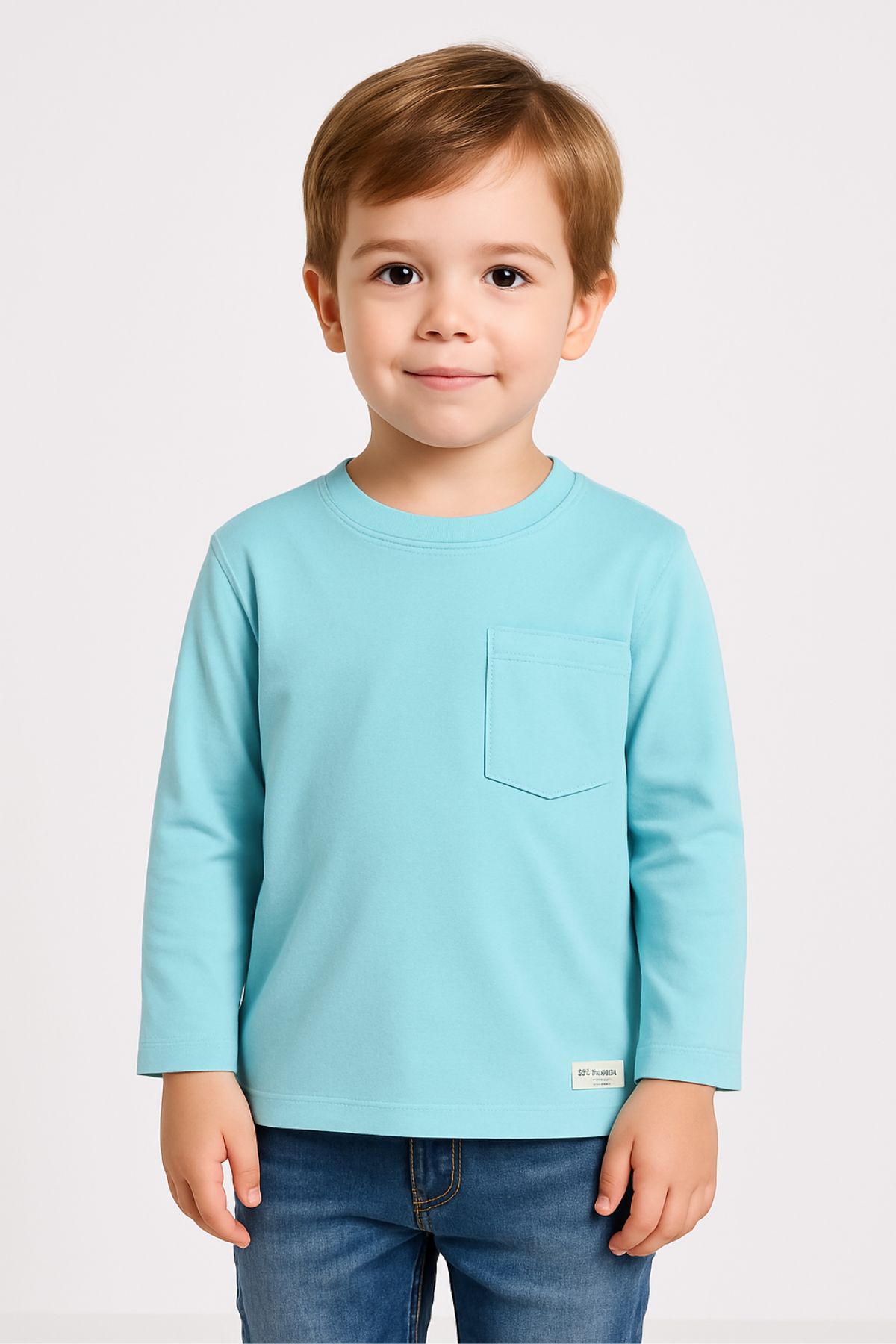 Детска блуза за момче с дълъг ръкав, син цвят