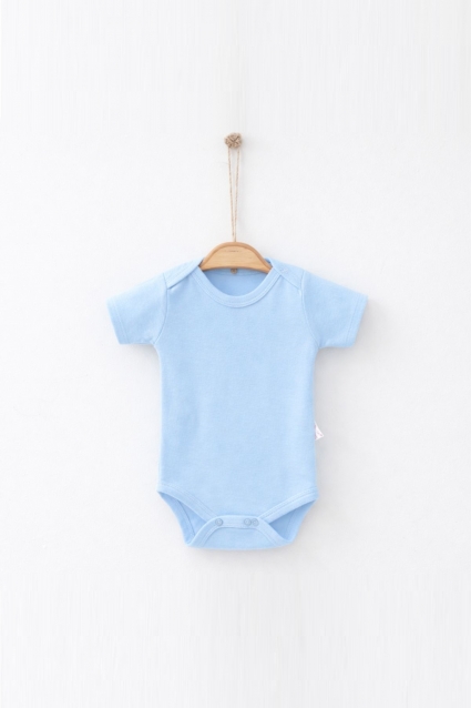 Бебешко боди с къс ръкав, син цвят
