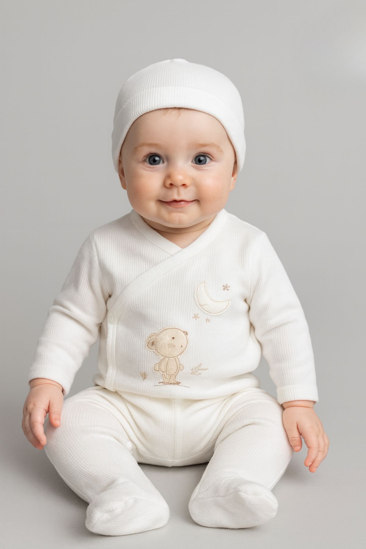 Комплект за изписване от органичен памук 5 части, бял цвят